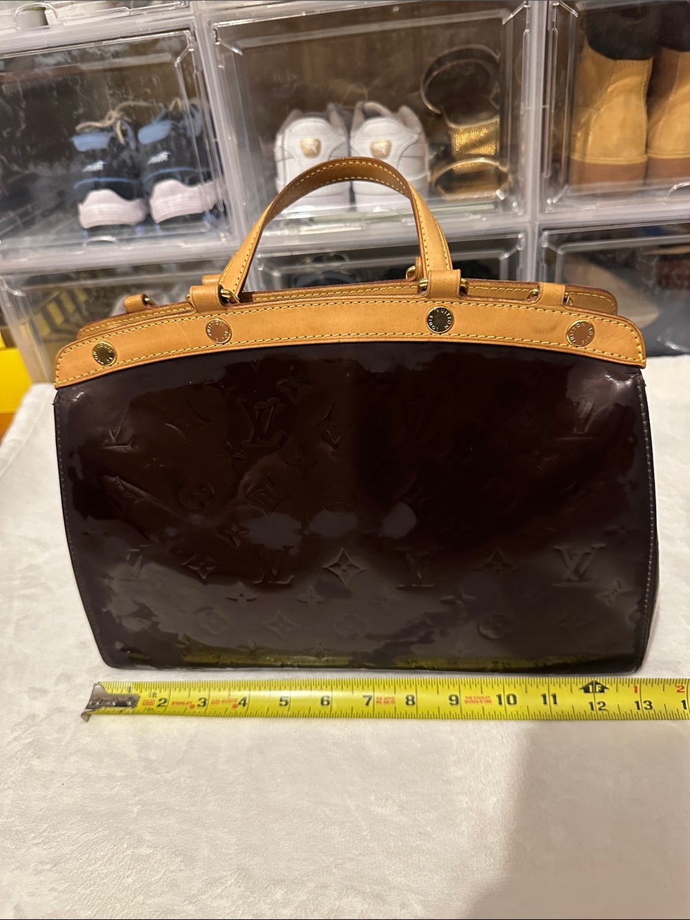 Louis Vuitton Brown Patent Vernis with Natural Vachetta Top-Handle Satchel - Picture 2 of 16
